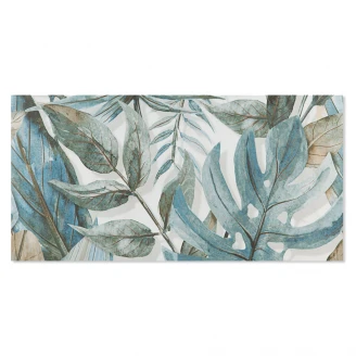 Blommigt Kakel Lilysuite Blå Matt 60x120 cm (Två Stycken Set)